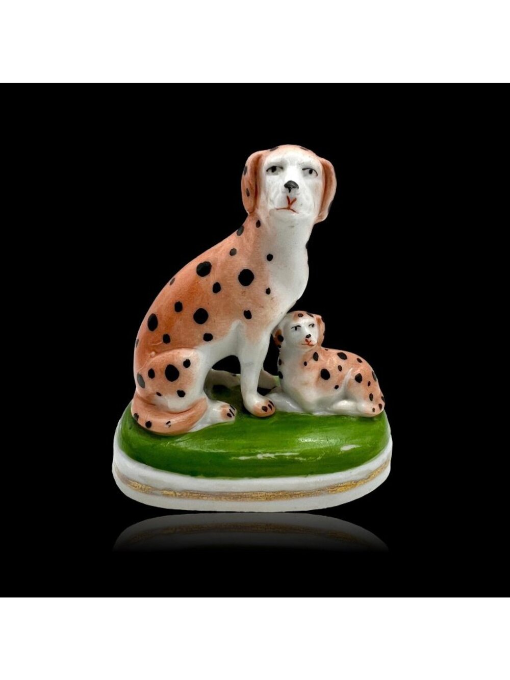19th Century Chelsea Porcelain Dalmatian Dogs With Anchor Mark